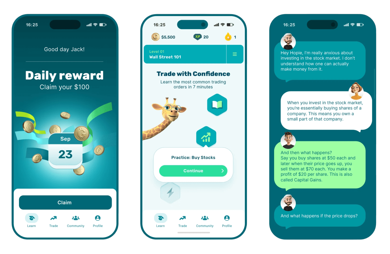Investing course inside an app